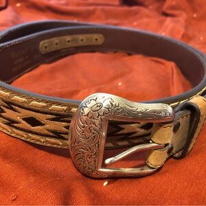 Ariat Brown Leather Belt with Silver Buckle